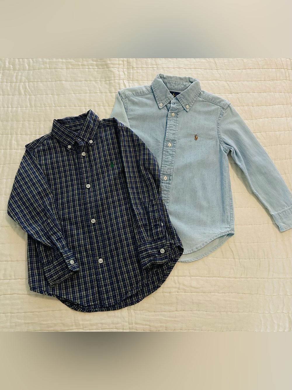 Ralph Lauren Boys Button-Down Shirts in Light Blue and Navy Plaid